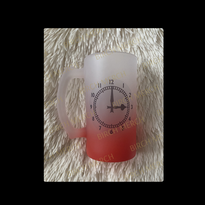 Arsenal Clock End Clock 16oz (474ml) Red Two Tone Frosted Stein Mug