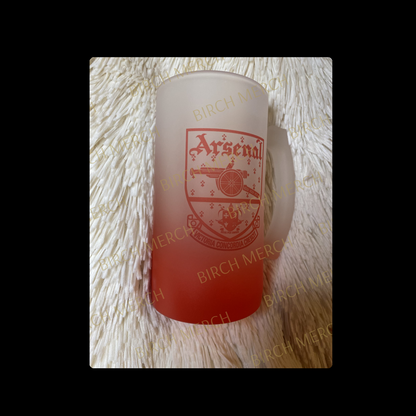 Arsenal 1949-1990 Badge 16oz (474ml) Red Two Tone Frosted Stein Mug