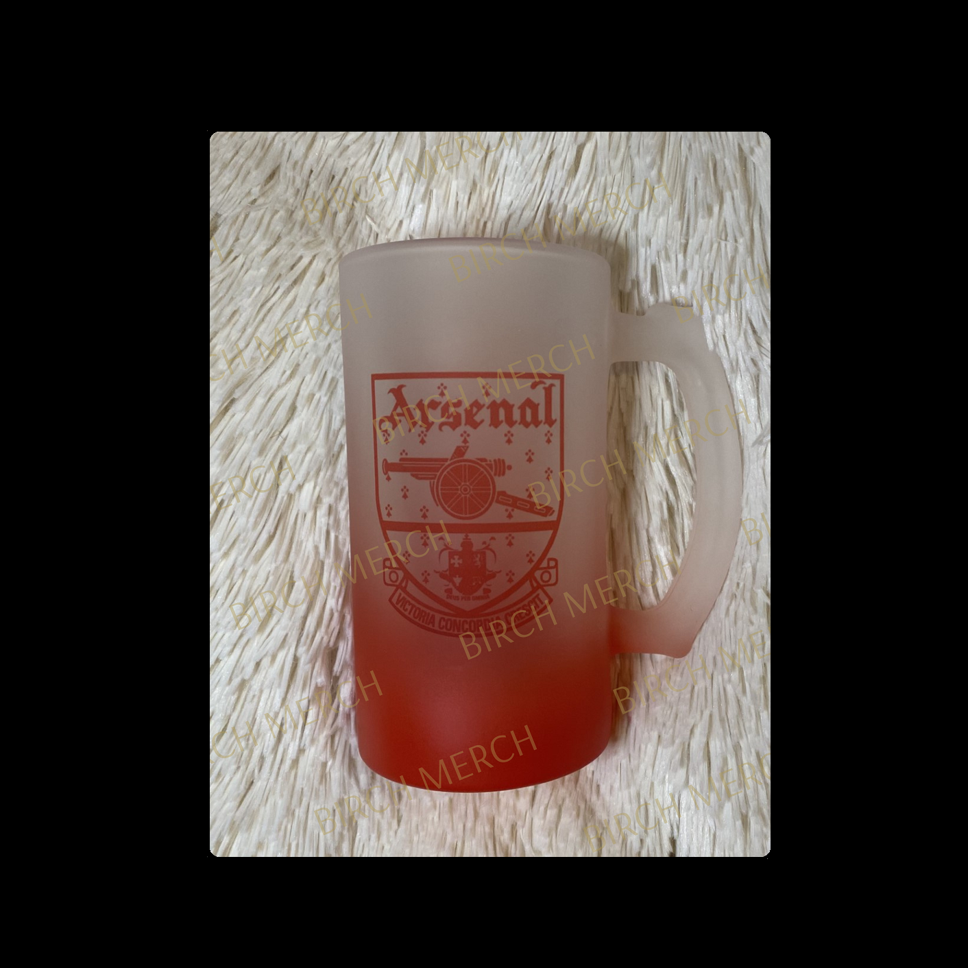 Arsenal 1949-1990 Badge 16oz (474ml) Red Two Tone Frosted Stein Mug