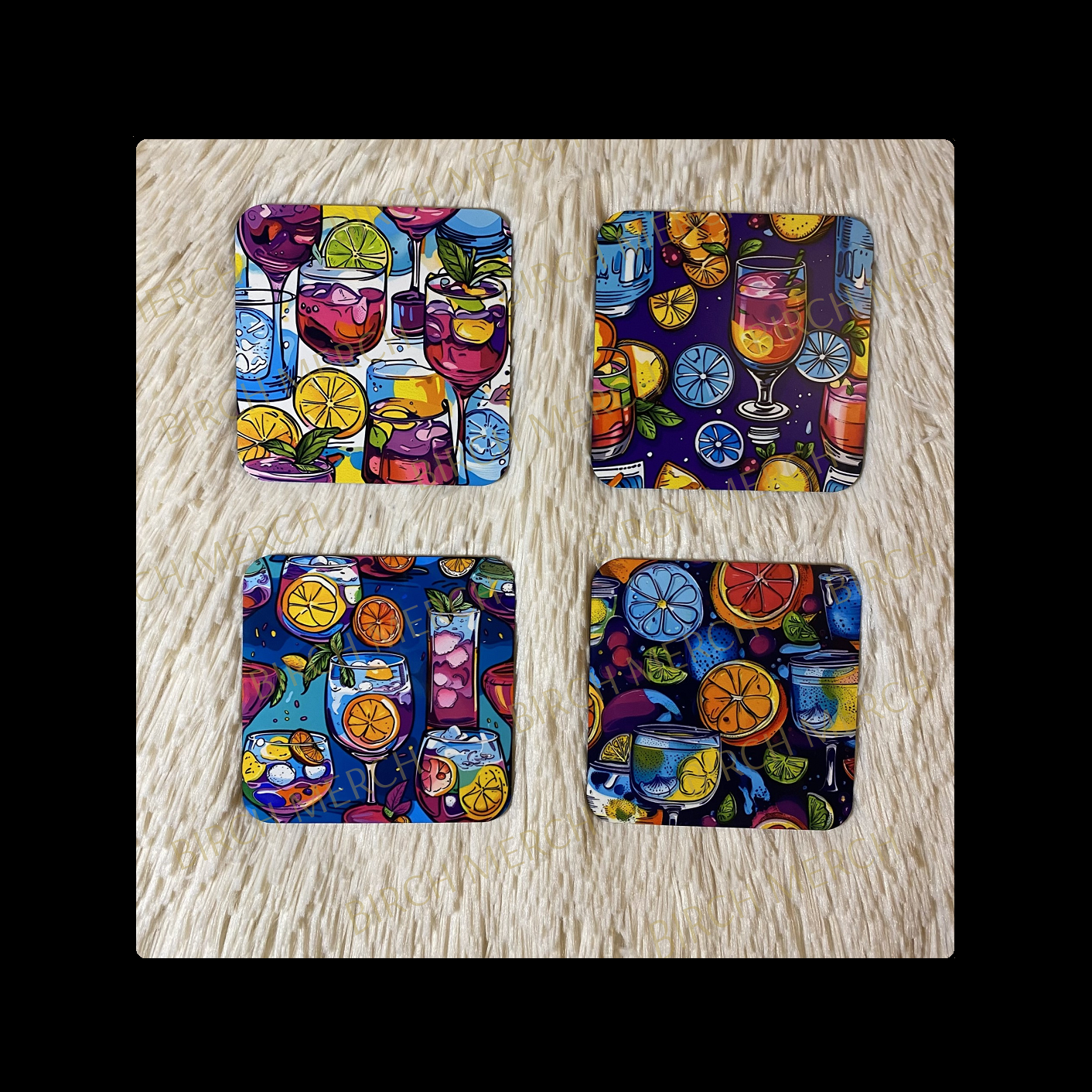 Gin & Tonic Square 4 Coaster Set 9cm x 9cm