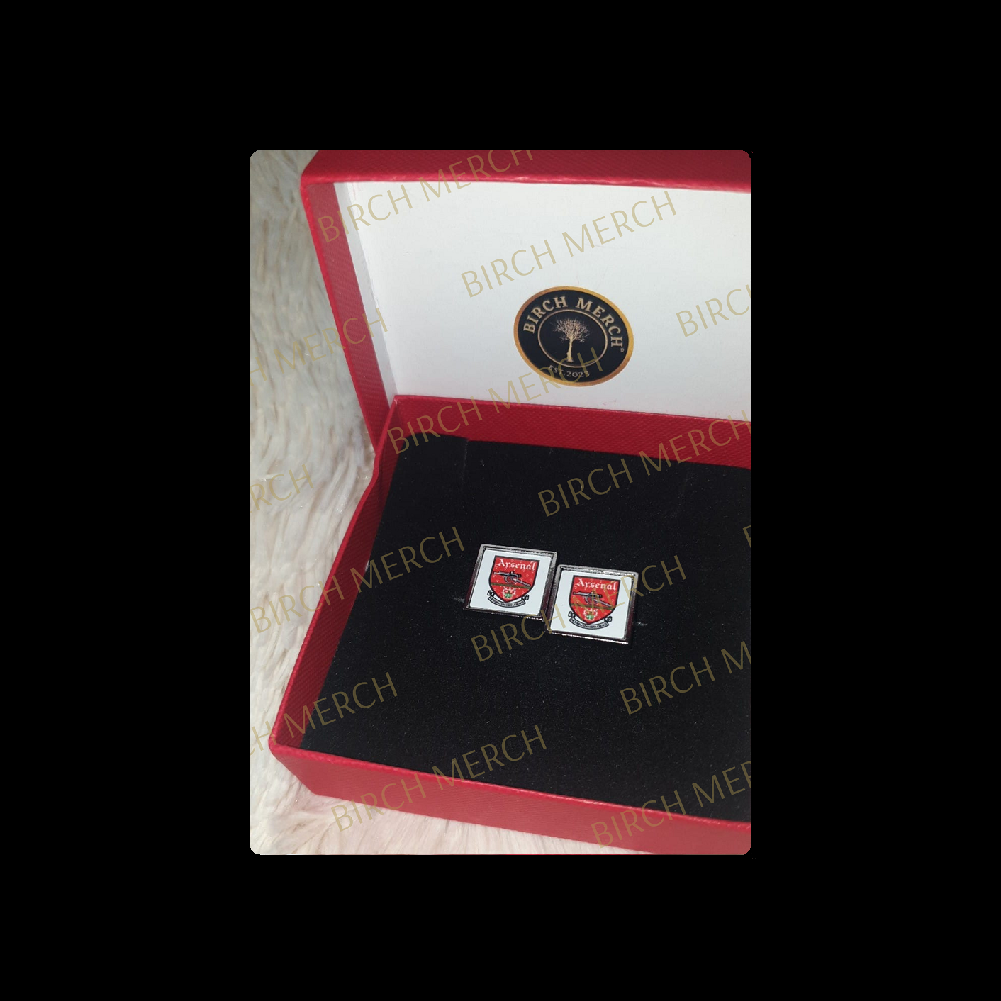 Arsenal 1990-1994 Badge Square Chrome Cufflinks 17mm