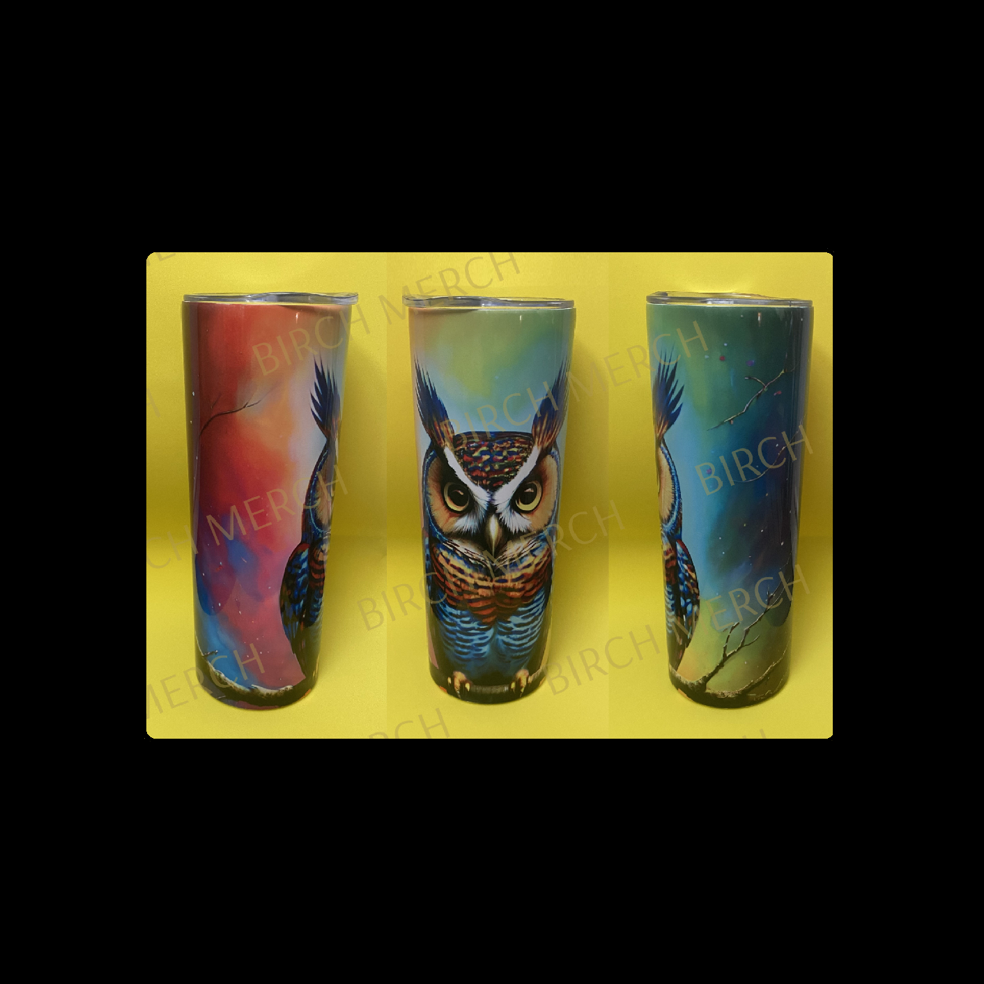 Owl 20oz (590ml) Stainless Steel Straight Skinny Tumbler