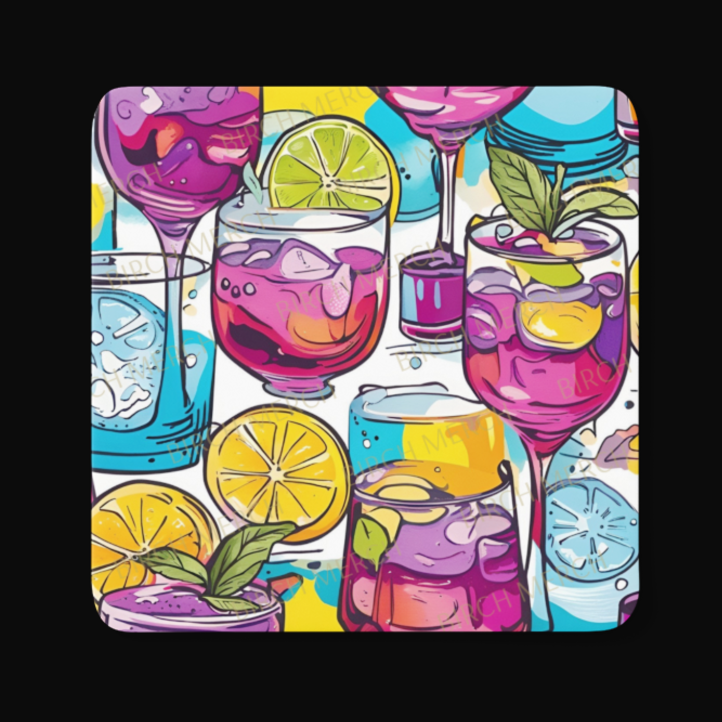 Gin & Tonic Square Coaster 9cm x 9cm Design 1