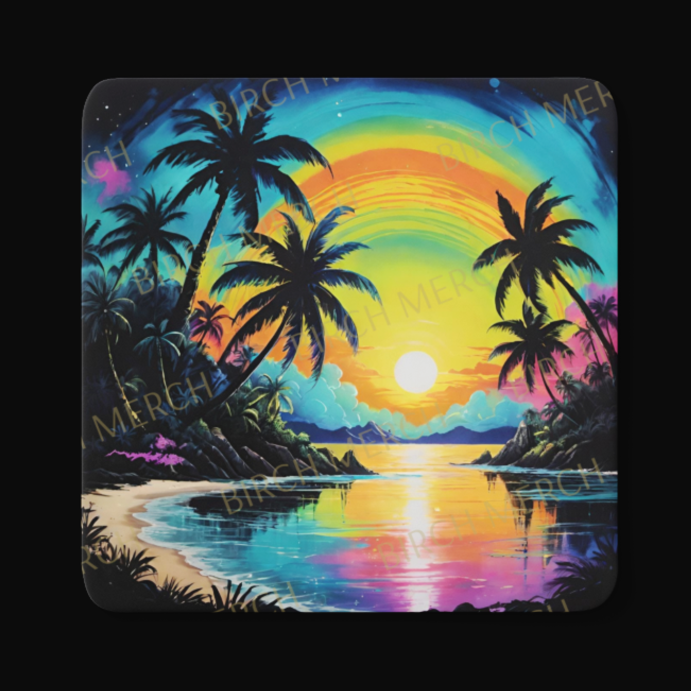 Tropical Island Square Coaster 9cm x 9cm Design 1