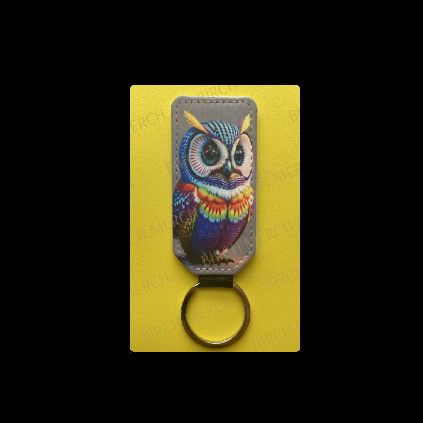 Owl Rectangular Keyring 7.8cm x 3.8cm Design 1