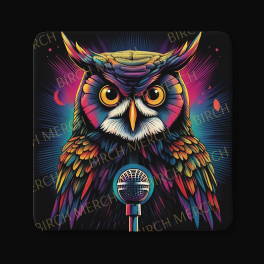 Owl Musician Square Coaster 9cm x 9cm Design 1