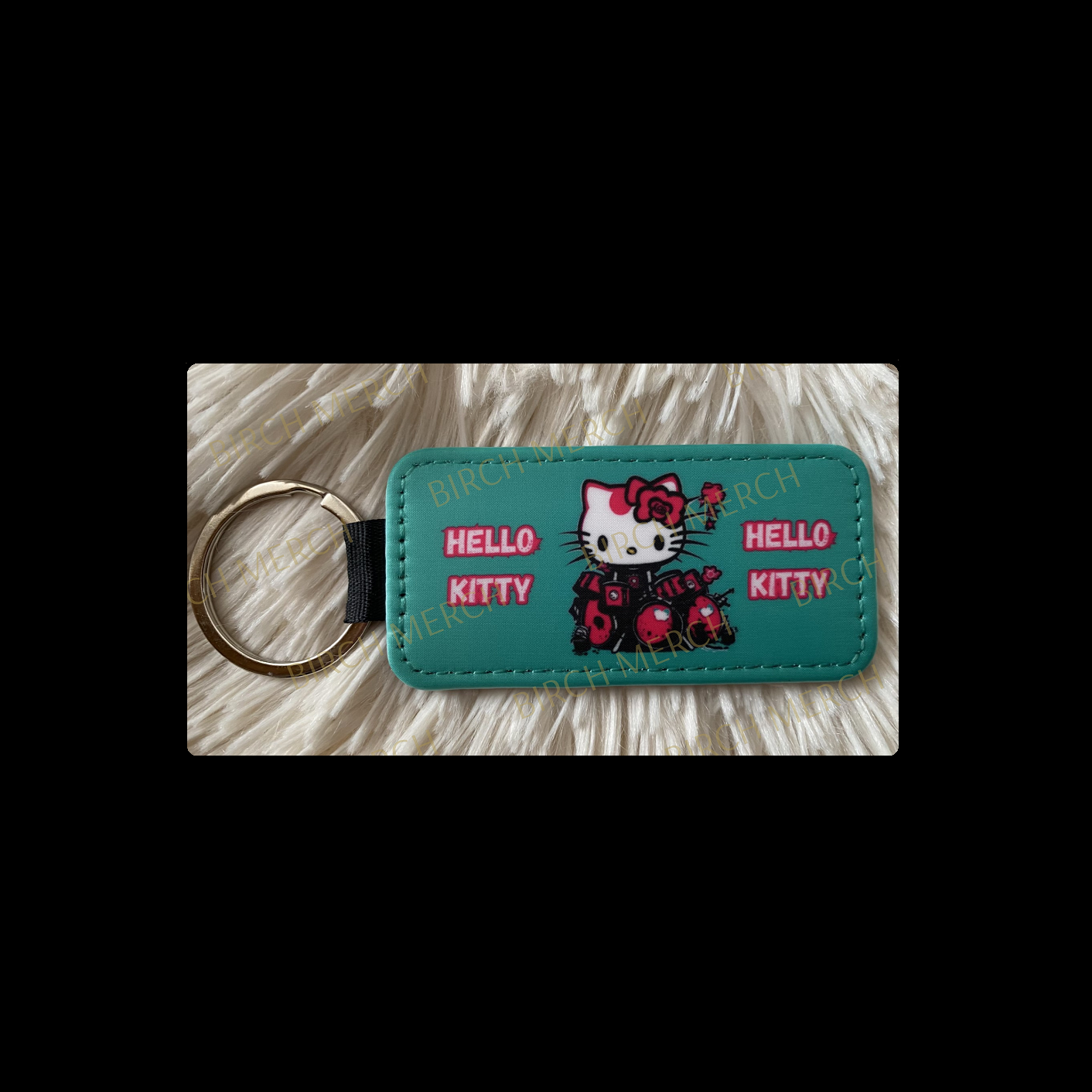 Hello Kitty Rectangular Keyring 8cm x 4cm Design 1