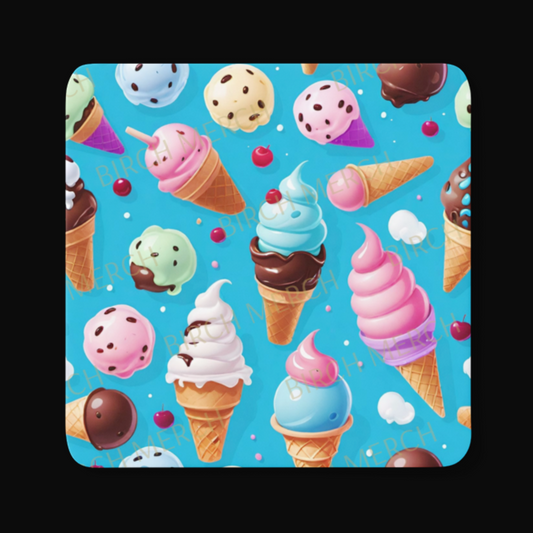 Ice Cream Square Coaster 9cm x 9cm Design 1