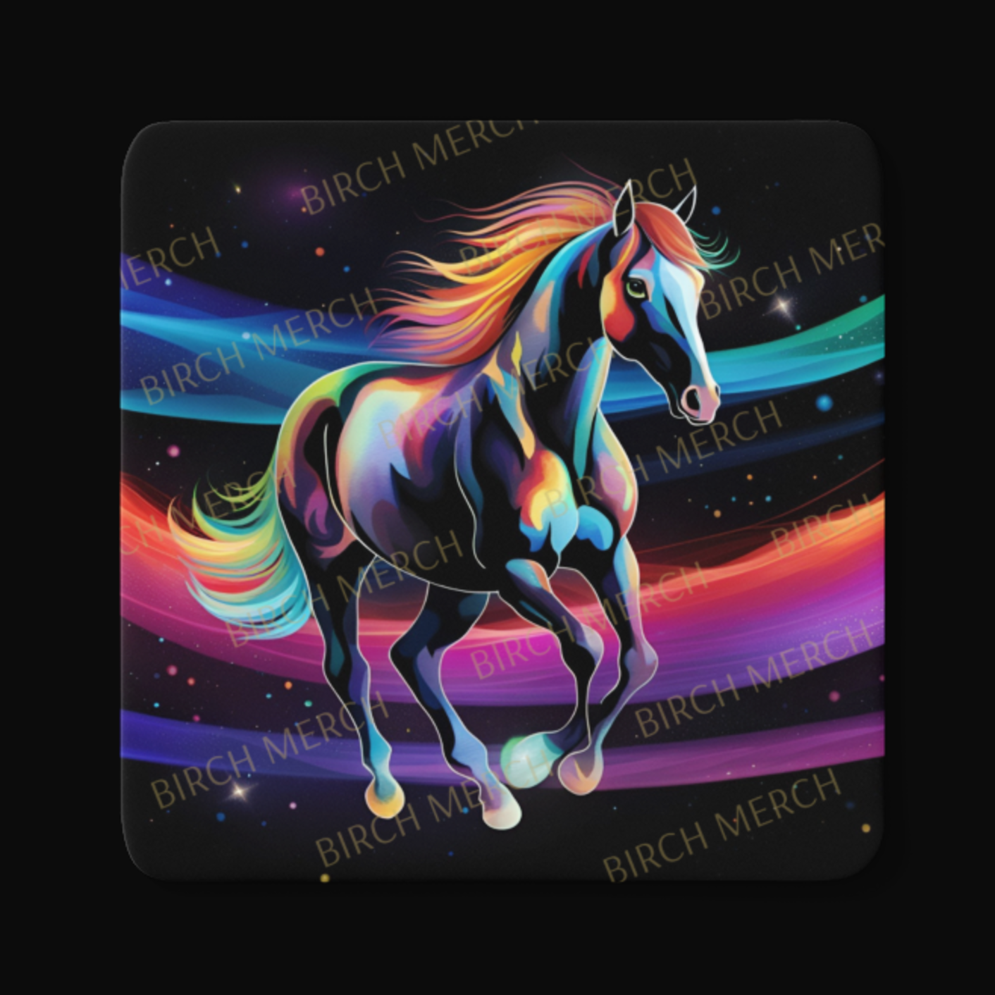 Mystical Horse Square Coaster 9cm x 9cm Design 1