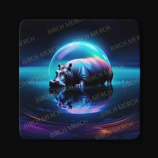 Mystical Hippo Square Coaster 9cm x 9cm Design 1