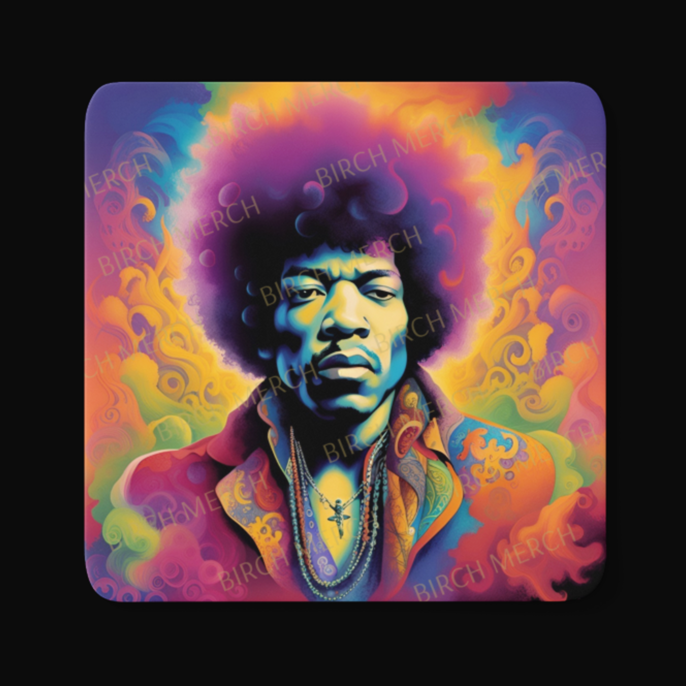 Jimi Hendrix Square Coaster 9cm x 9cm Design 1