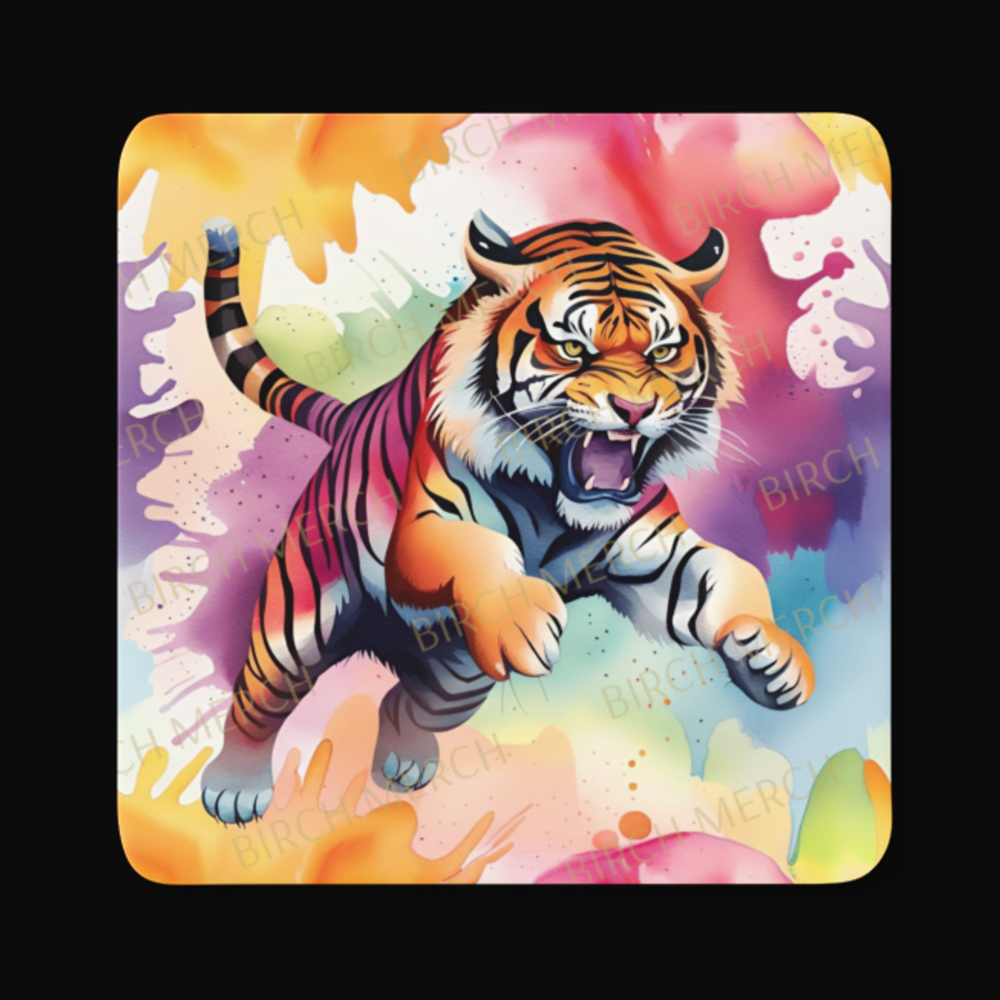 Tiger Square Coaster 9cm x 9cm Design 1