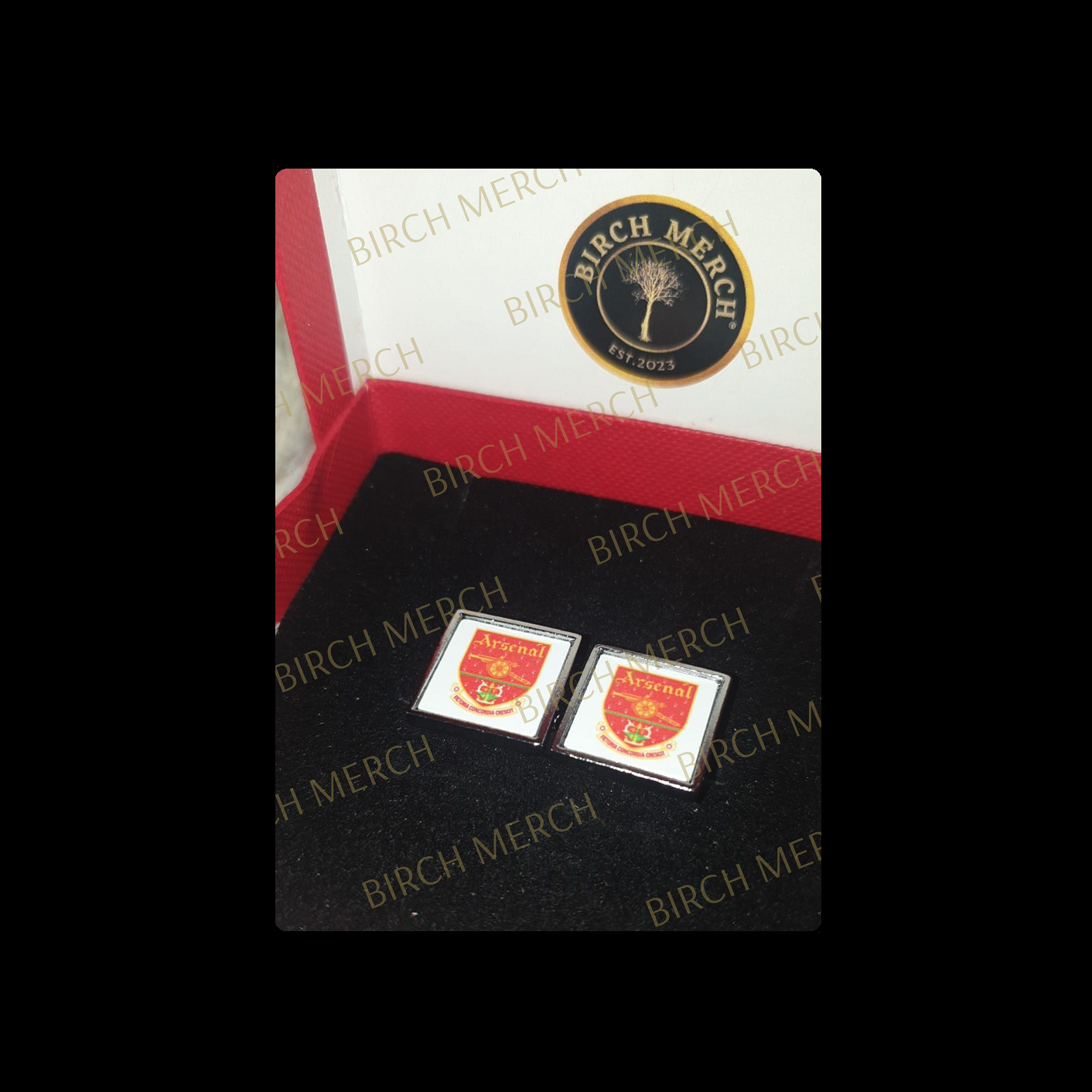 Arsenal 2001-2002 Badge Square Chrome Cufflinks 17mm