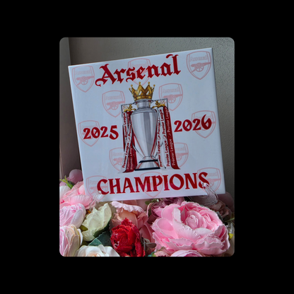 Arsenal Champions Current Badge Ceramic Tile 15cm x 15cm (6" x 6") Supplied With Clear Stand