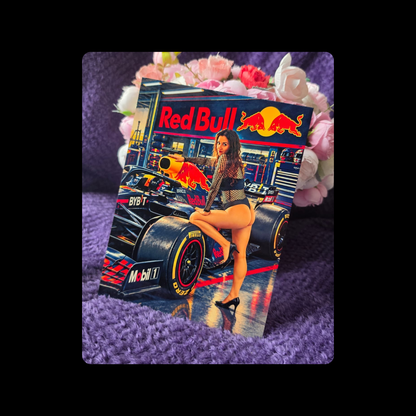 Red Bull F1 Formula One Pin Up Girl Metal Bar Sign 15cm x 20cm