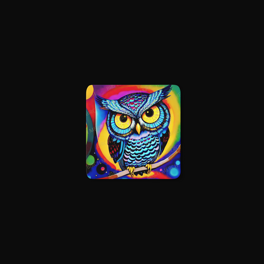 Owl Square Magnet 6.5cm x 6.5cm Design 1