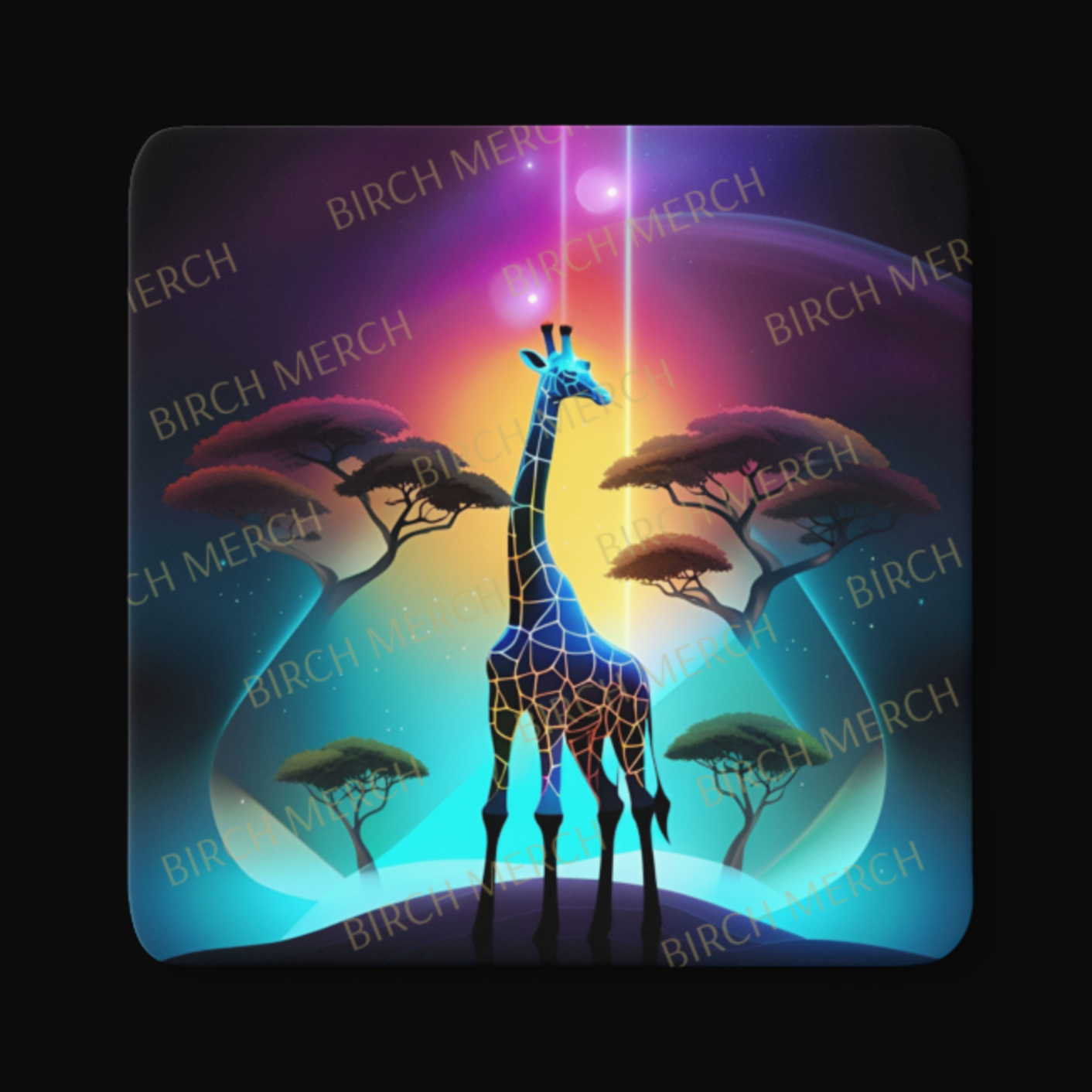 Mystical Giraffe Square Coaster 9cm x 9cm Design 2