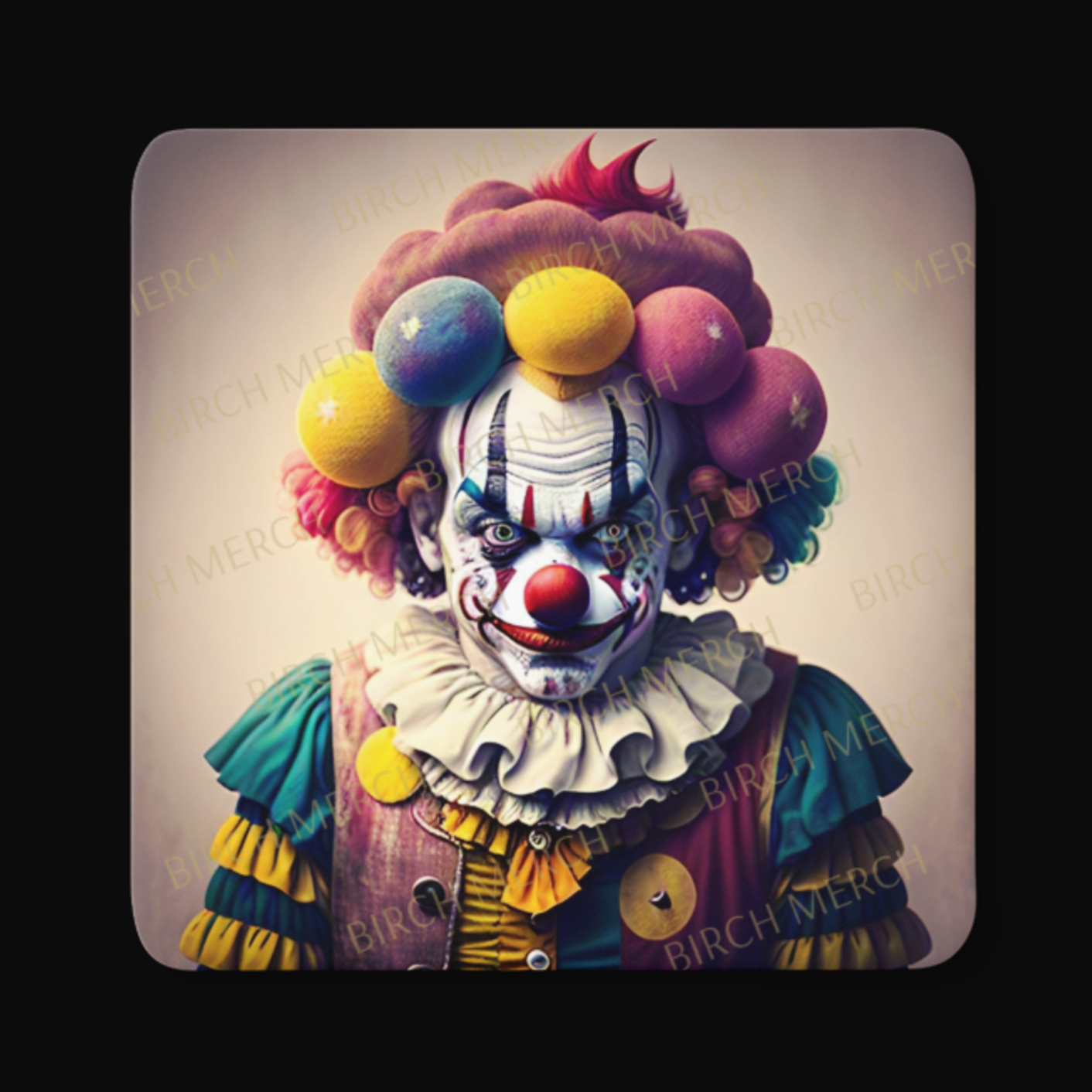 Clown Square Coaster 9cm x 9cm Design 2