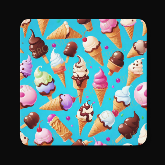 Ice Cream Square Coaster 9cm x 9cm Design 2