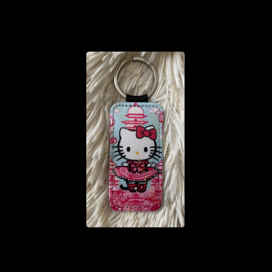 Hello Kitty Rectangular Keyring 8cm x 4cm Design 2