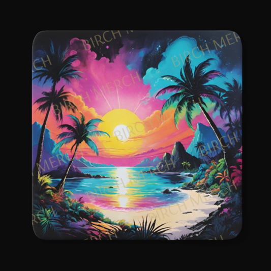 Tropical Island Square Coaster 9cm x 9cm Design 2