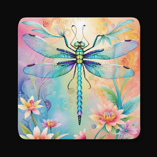 Dragonfly Square Coaster 9cm x 9cm Design 2