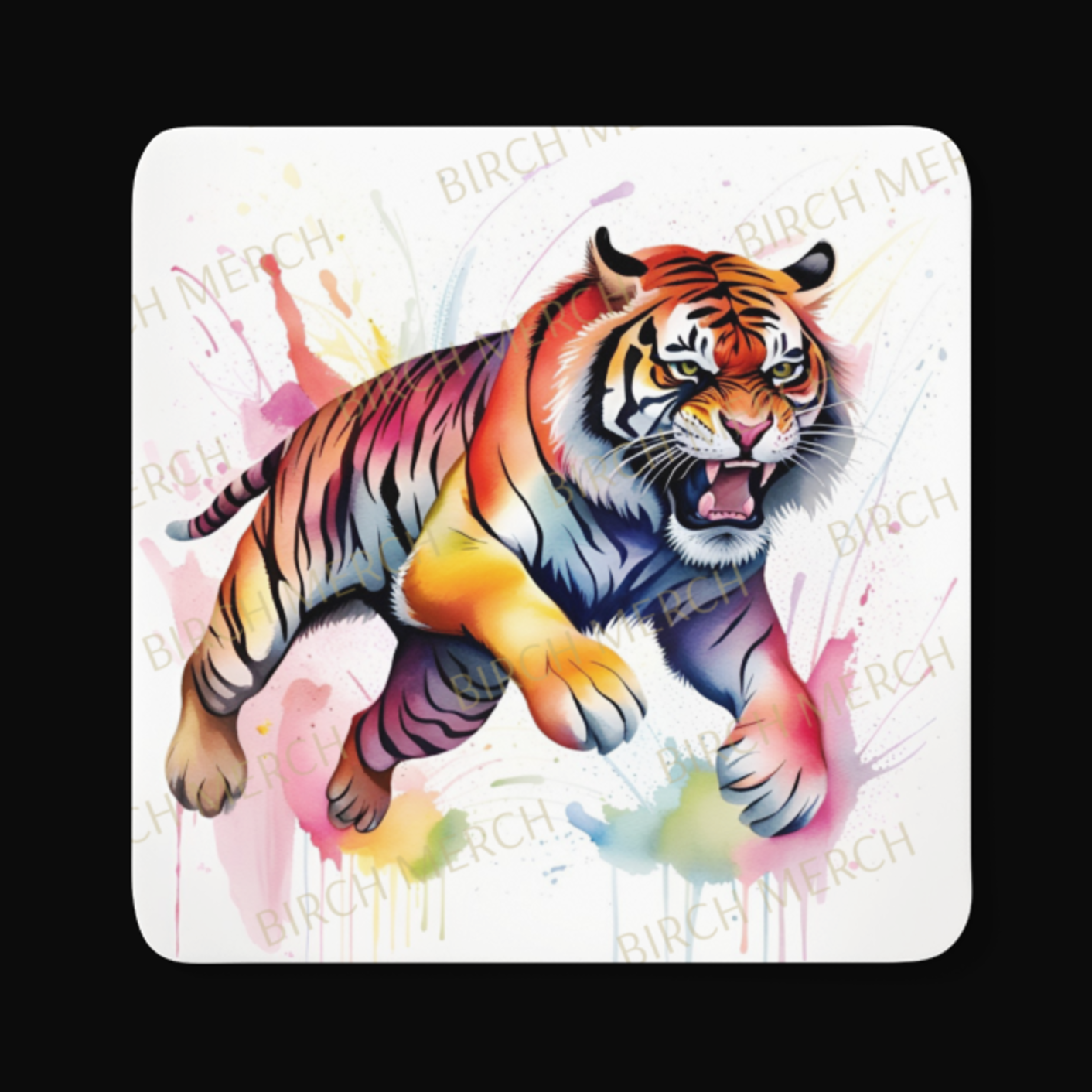 Tiger Square Coaster 9cm x 9cm Design 2