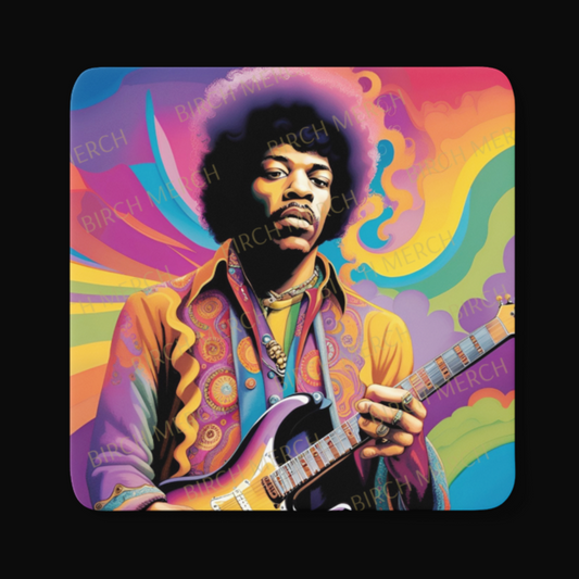 Jimi Hendrix Square Coaster 9cm x 9cm Design 2