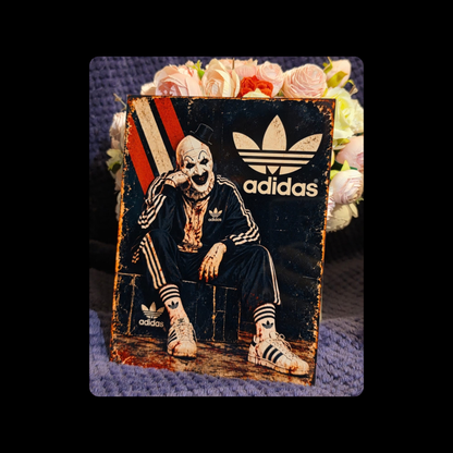 Adidas Terrifier Art The Clown Metal Bar Sign 15cm x 20cm