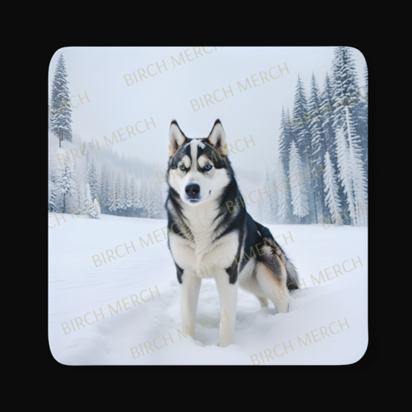 Husky Square Coaster 9cm x 9cm Design 3