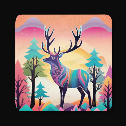 Stag Square Coaster 9cm x 9cm Design 3