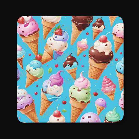 Ice Cream Square Coaster 9cm x 9cm Design 3