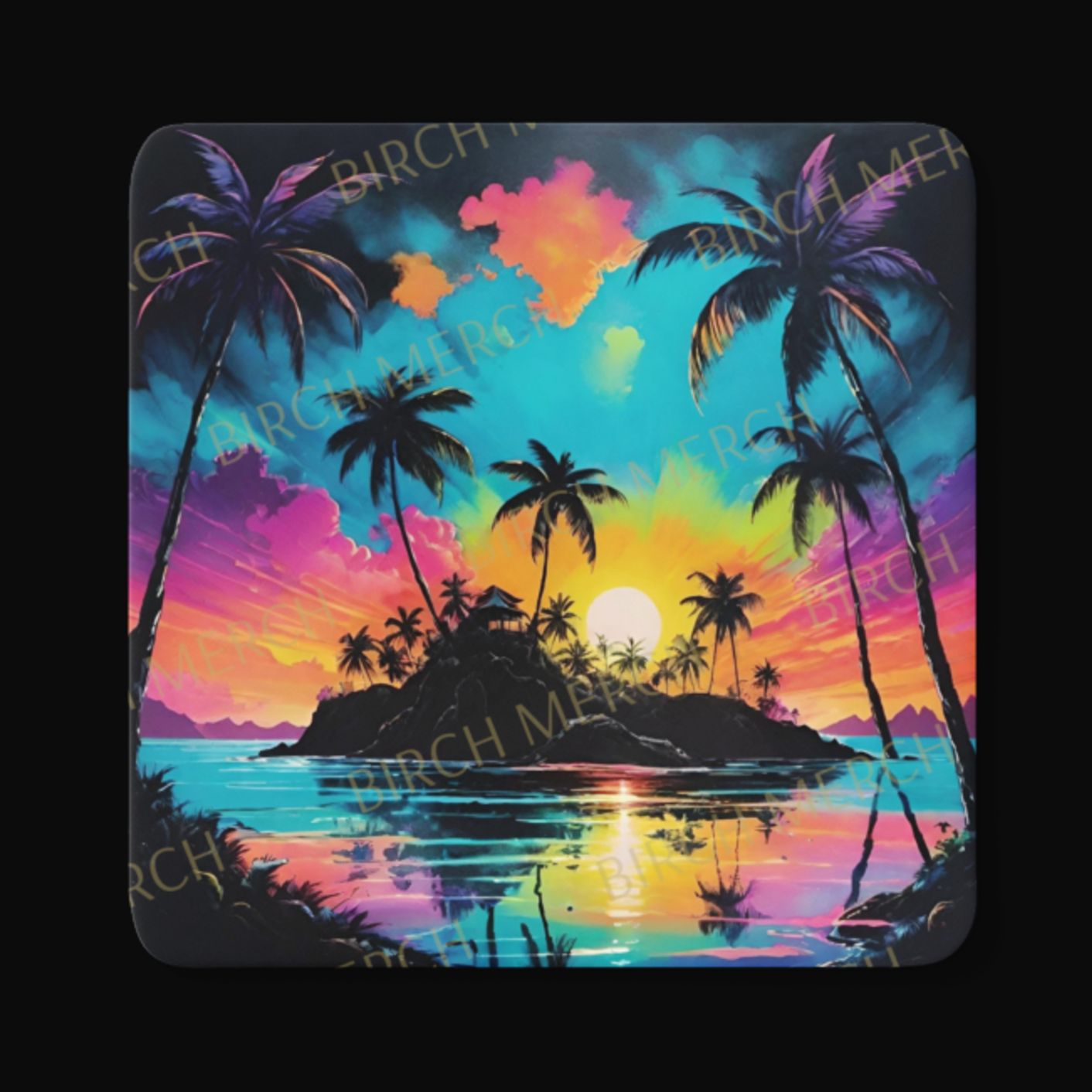 Tropical Island Square Coaster 9cm x 9cm Design 3