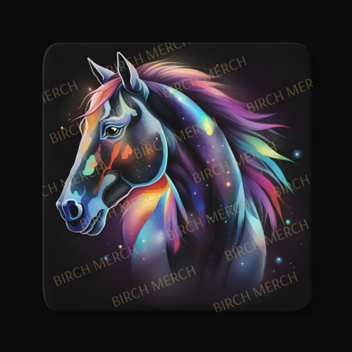 Mystical Horse Square Coaster 9cm x 9cm Design 3