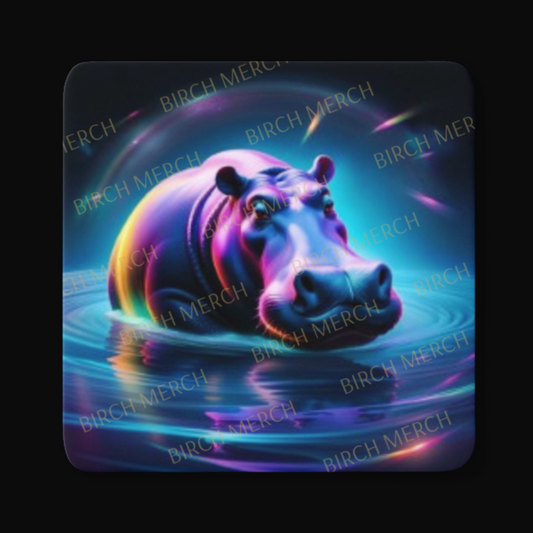 Mystical Hippo Square Coaster 9cm x 9cm Design 3