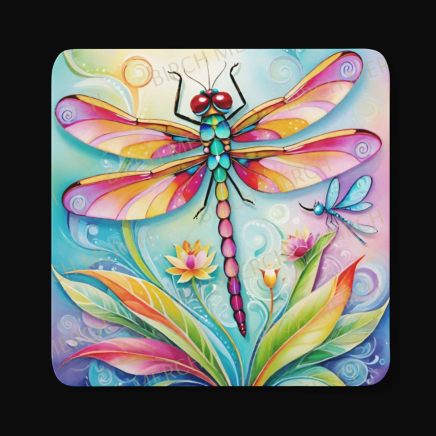 Dragonfly Square Coaster 9cm x 9cm Design 3