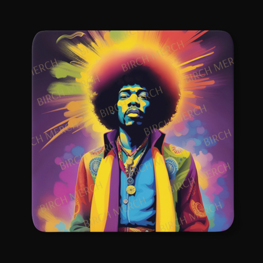 Jimi Hendrix Square Coaster 9cm x 9cm Design 3