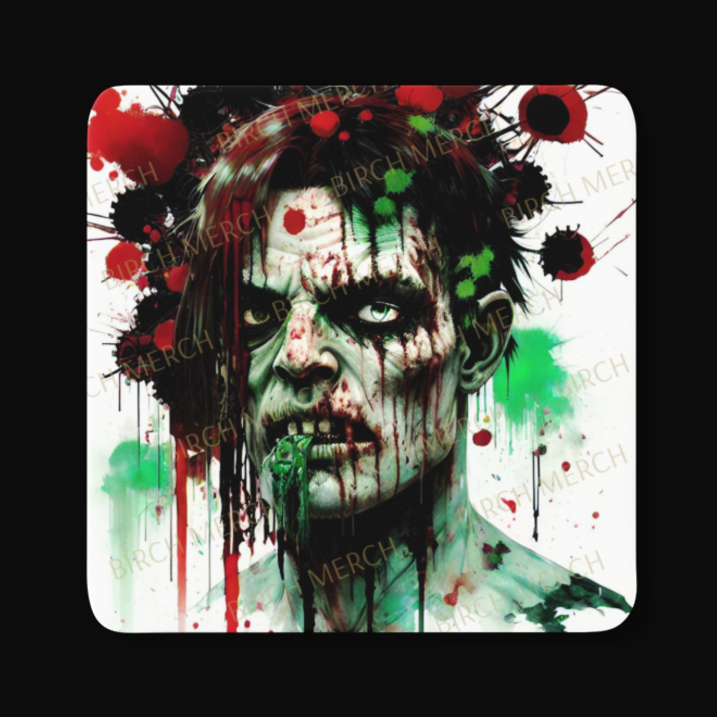 Zombie Square Coaster 9cm x 9cm Style B Design 4