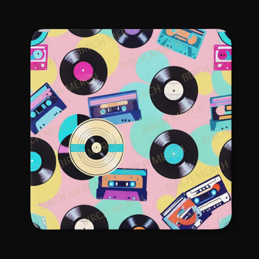 Retro Music Square Coaster 9cm x 9cm Design 4