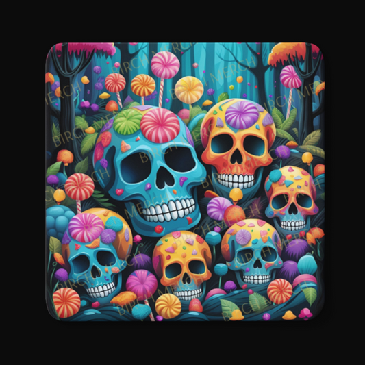 Candy Skull Forest Square Coaster 9cm x 9cm Design 4