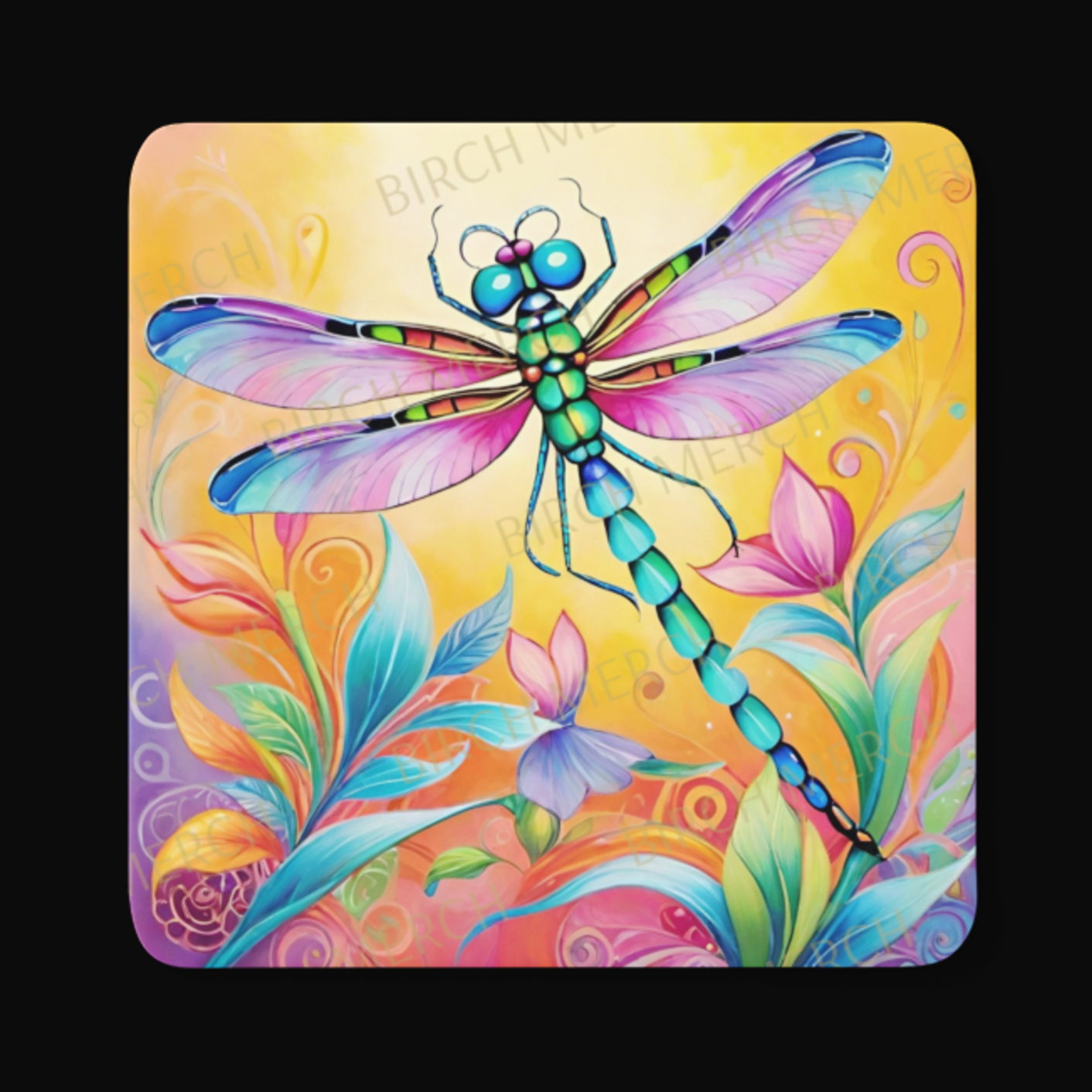 Dragonfly Square Coaster 9cm x 9cm Design 4