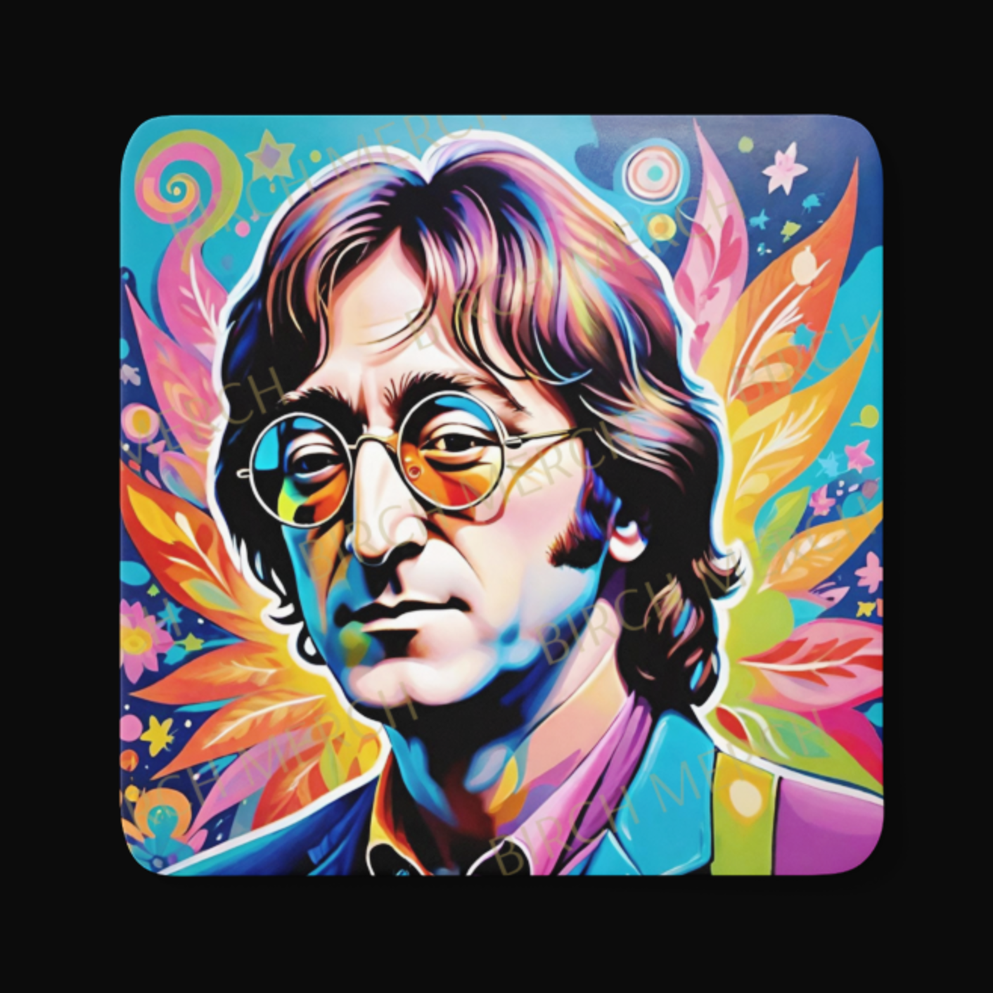 John Lennon Square Coaster 9cm x 9cm Design 4