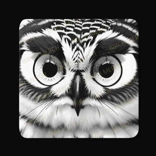 Black & White Owl Square Coaster 9cm x 9cm Design 4