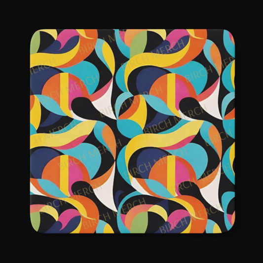 Bright Retro Pattern Square Coaster 9cm x 9cm Design 4