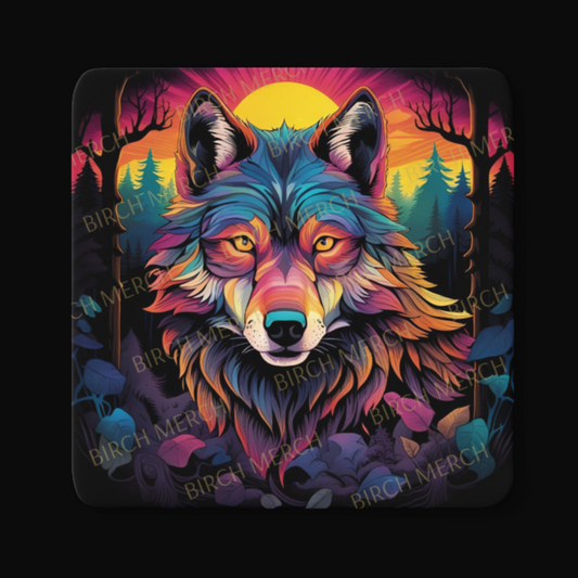 Wolf Square Coaster 9cm x 9cm Design 4