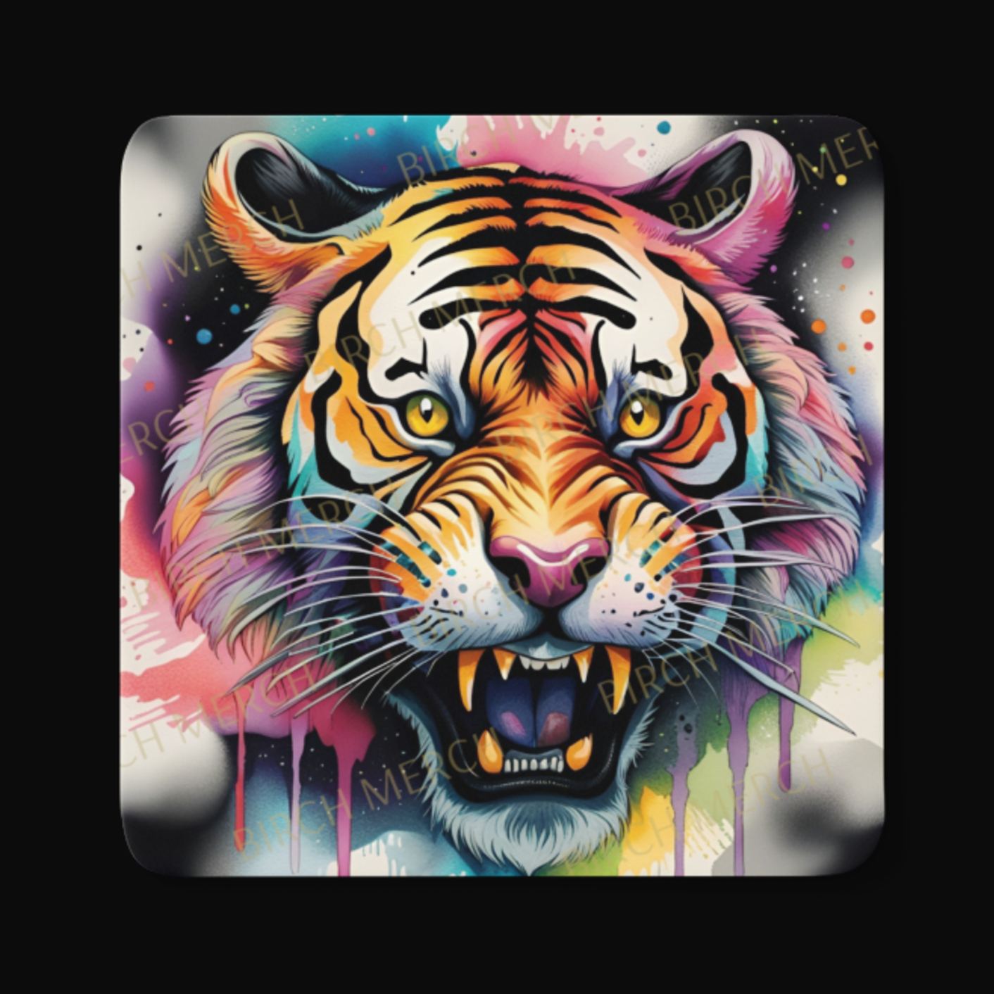 Tiger Square Coaster 9cm x 9cm Design 4