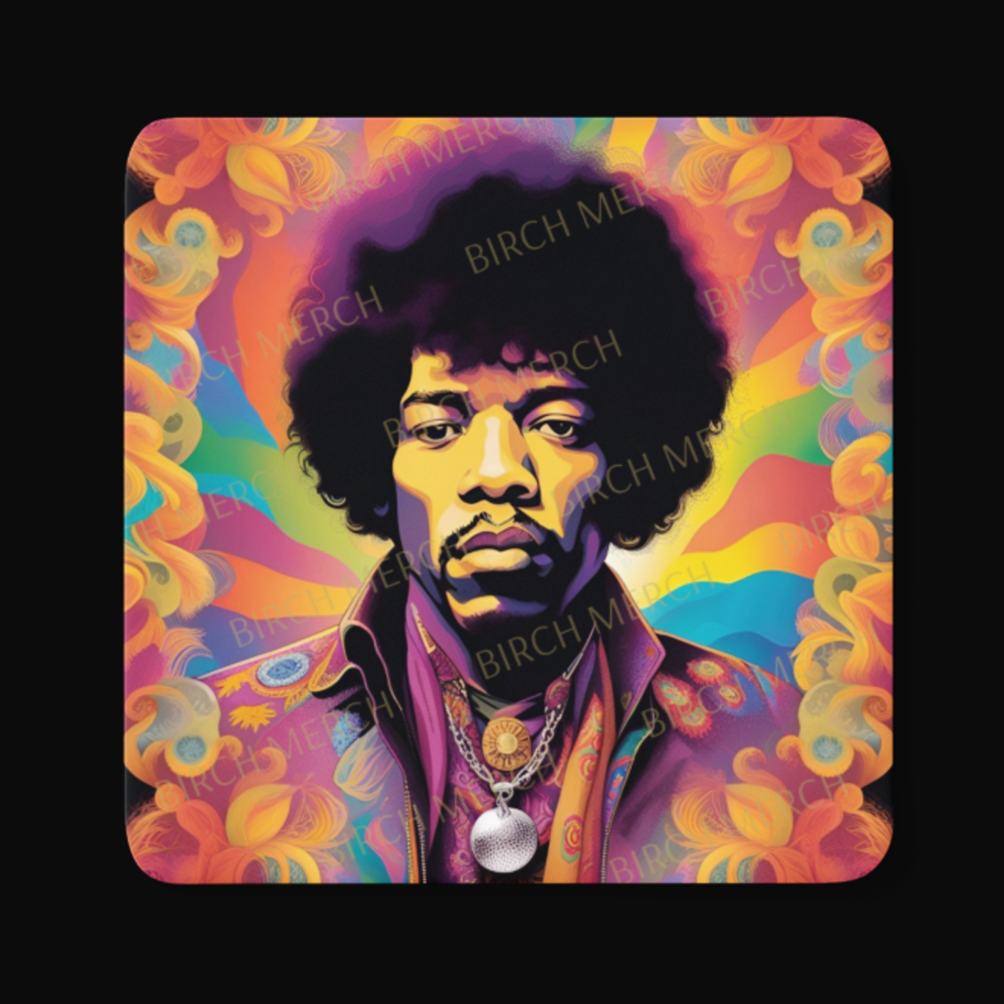 Jimi Hendrix Square Coaster 9cm x 9cm Design 4