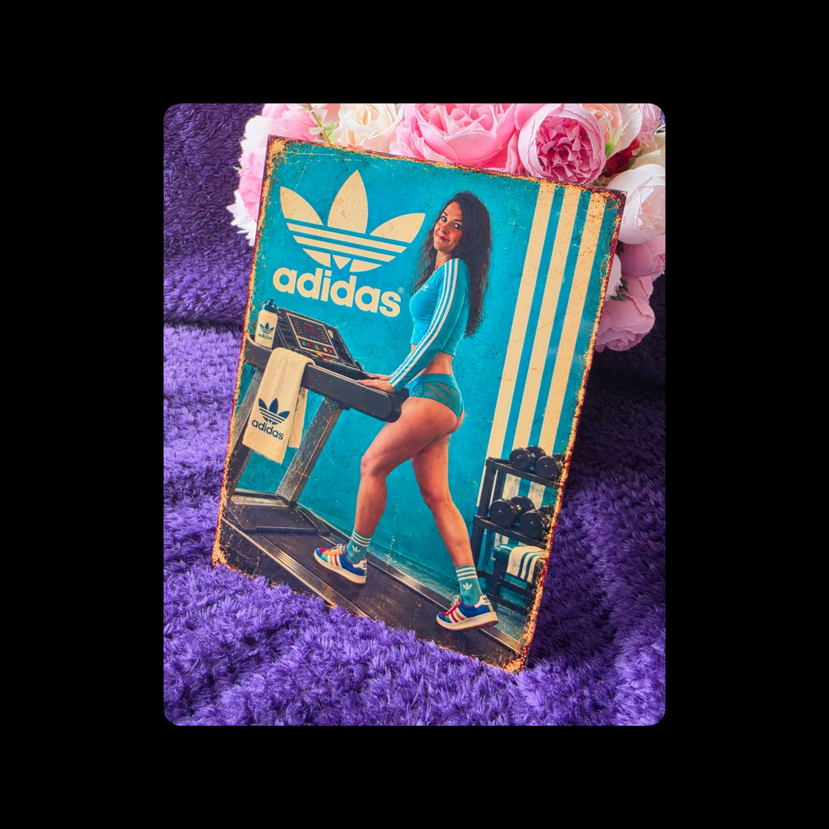 Adidas Pin Up Girl Treadmill Metal Bar Sign 15cm x 20cm