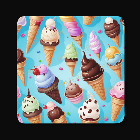 Ice Cream Square Coaster 9cm x 9cm Design 5