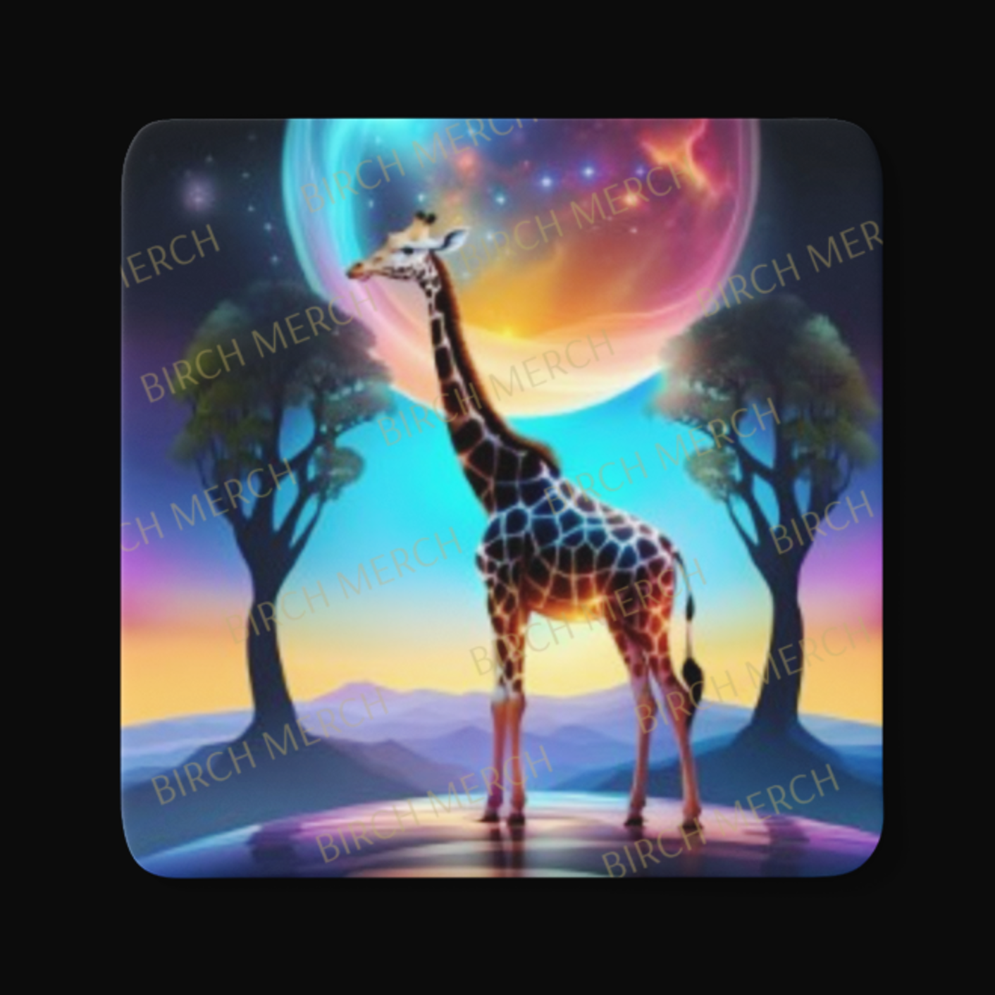 Mystical Giraffe Square Coaster 9cm x 9cm Design 5